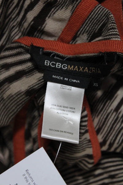 BCBG Max Azria Womens Knit Sleeveless Fit & Flare Dress Brown Silk Size XS