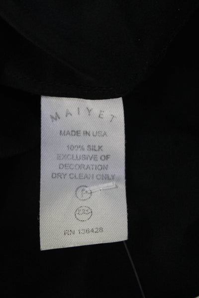 Maiyet Womens Front Zip Short Sleeve Crew Neck Silk Shift Dress Black Size IT 42