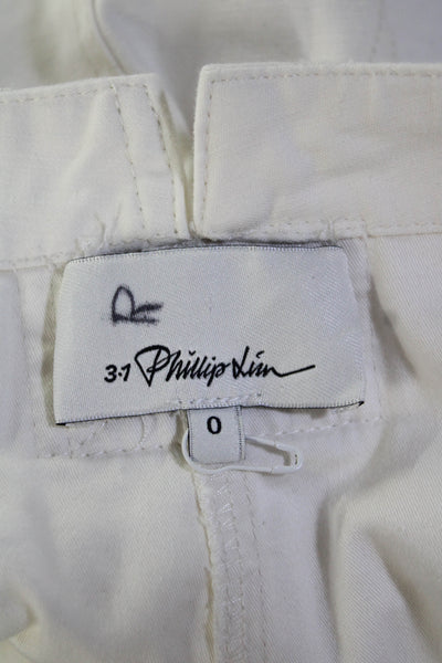 3.1 Phillip Lim Womens Belted High Rise Shorts White Cotton Size 0