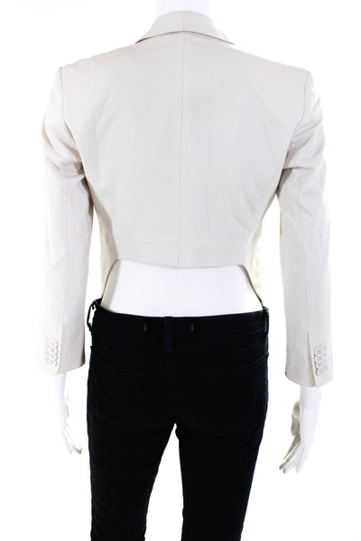 Helmut Lang Womens Wool Shawl Collar Cropped Blazer Jacket Khaki Size 0