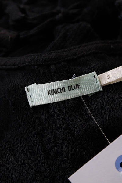 Kimchi Blue Womens Woven Lace Ruffled Scoop Neck Mini Romper Black Size S