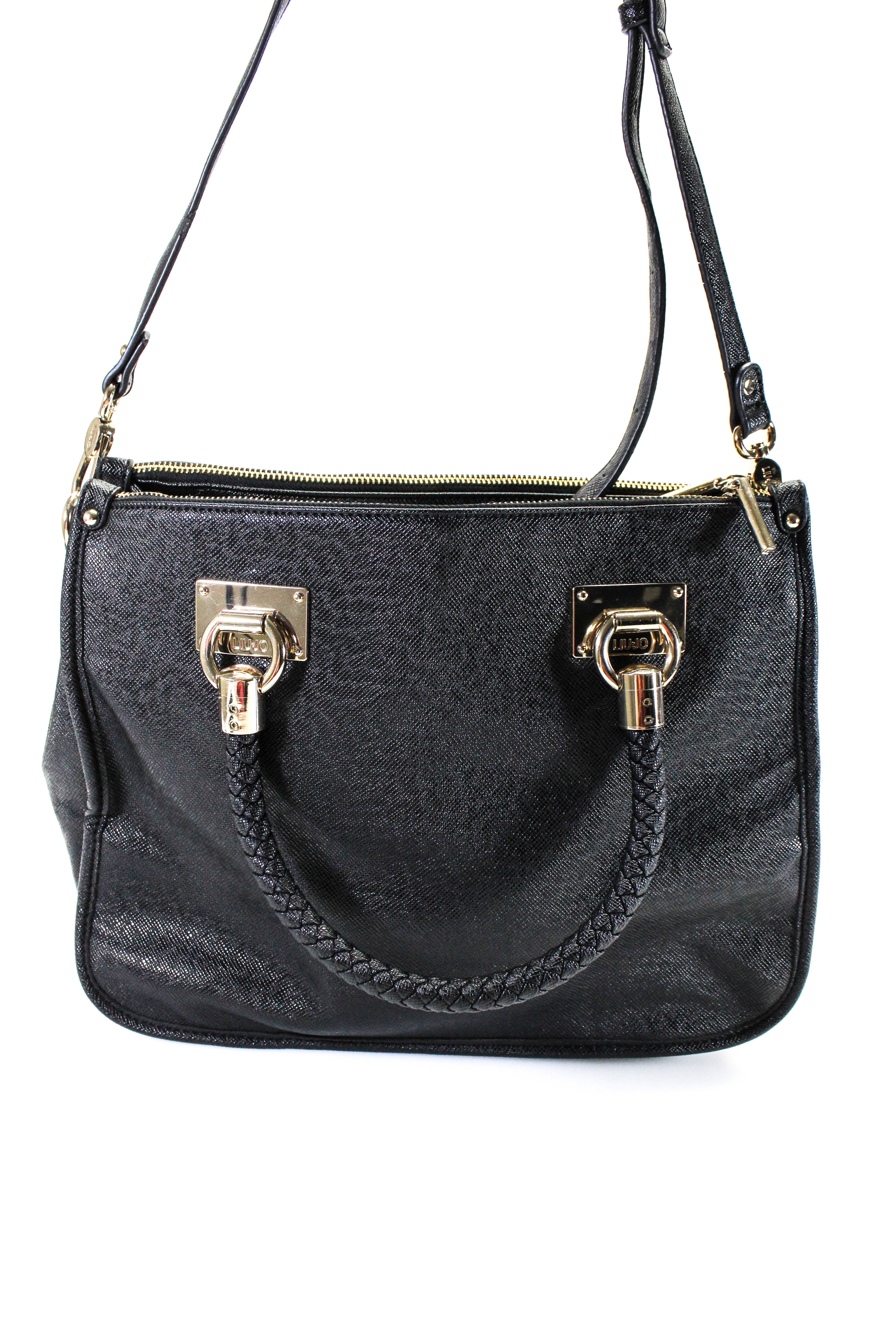Liu JO Womens Faux Leather Gold Tone Shoulder Handbag Black - Shop Linda's  Stuff
