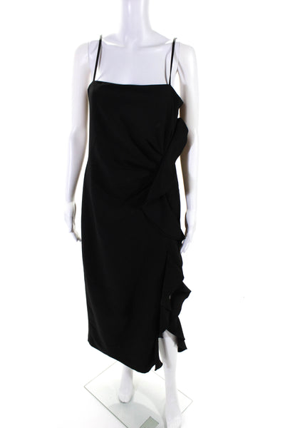 Bardot Womens Spaghetti Strap Ruffle Sleeveless Gown Black Size 10