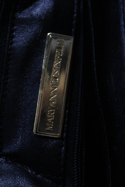 Mary Ann Rosenfeld Womens Button Closure Solid Pleated Leather Clutch Handbag Bl