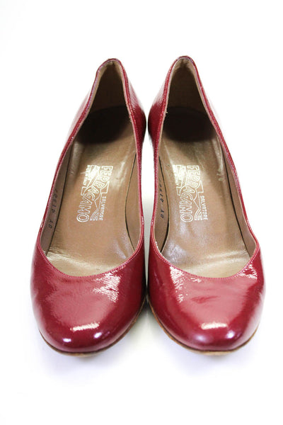 Salvatore Ferragamo Womens Stiletto Patent Leather Pumps Red Size 8AA