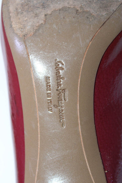 Salvatore Ferragamo Womens Stiletto Patent Leather Pumps Red Size 8AA