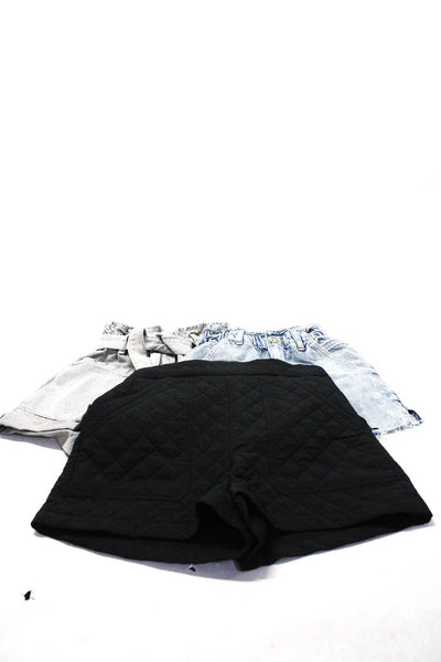 Zara Womens Denim Quilted Shorts Blue Black Size 2 Small Lot 3