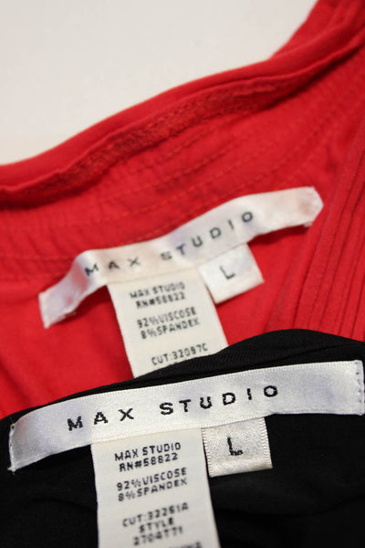 Max Studio Women's Sleeveless V-Neck Tank Top Red L Lot 2