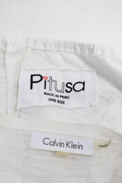 Pitusa Calvin Klein Womens Blouse Cardigan White Size OS XS Lot 2