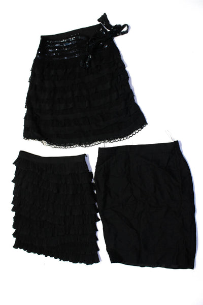 Gracia Ariella Jacques Fath Womens Tiered Skirts Black Size Large 12 Lot 3