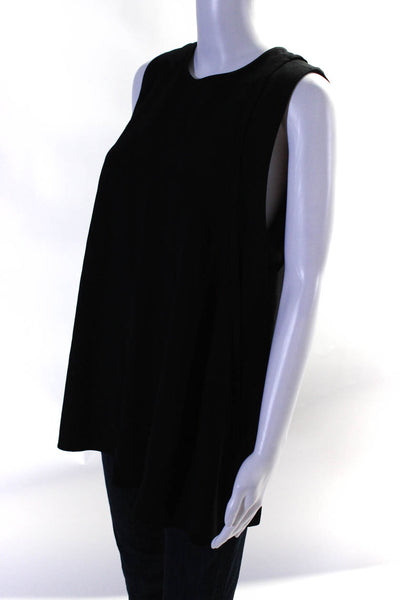 Proenza Schouler Womens Crew Neck Sleeveless Crepe Tunic Blouse Black Size 4