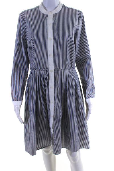 Michael Michael Kors Women's Striped Long Sleeve Shirt Dress Gray Size 10