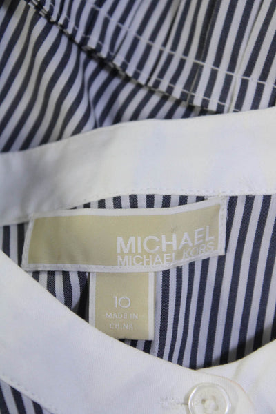 Michael Michael Kors Women's Striped Long Sleeve Shirt Dress Gray Size 10