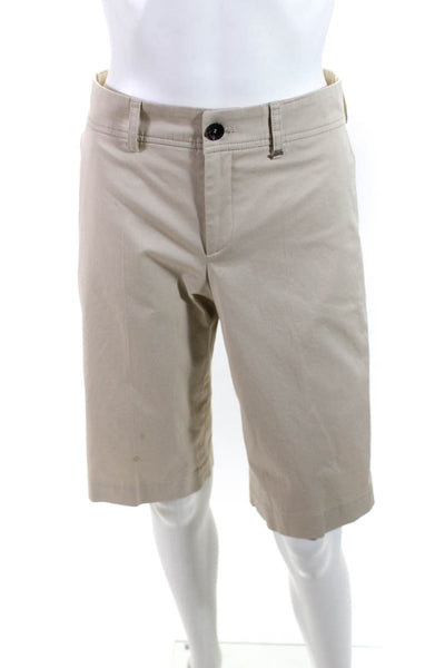 Bogner Woemens Cotton High Rise Straight Leg Bermuda Shorts Beige Size 4