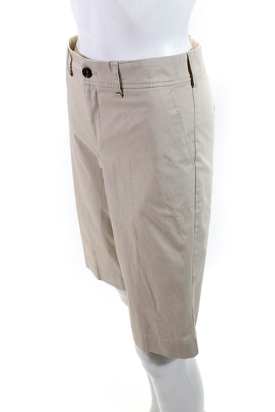 Bogner Woemens Cotton High Rise Straight Leg Bermuda Shorts Beige Size 4