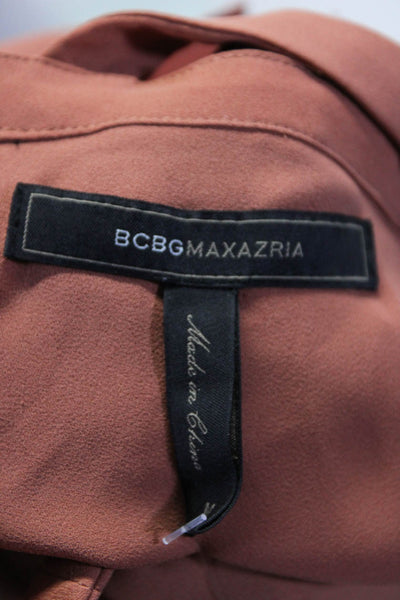 BCBG Max Azria Womens Square Neck Strappy Peplum Midi Dress Orange Size Medium