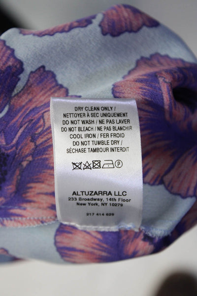 Altuzarra Womens Long Sleeve Floral Button Up Top Blouse Blue Purple Size IT 40