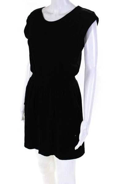 Theory Womens Sleeveless Jersey Mini Sheath Dress Black Size Small