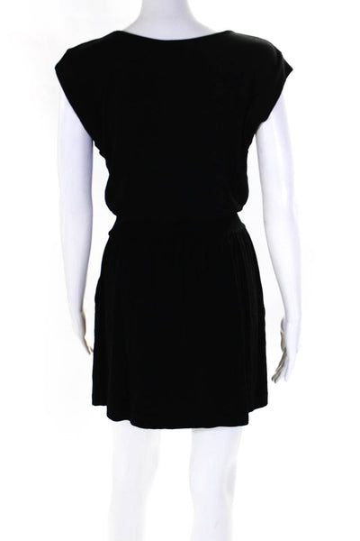 Theory Womens Sleeveless Jersey Mini Sheath Dress Black Size Small