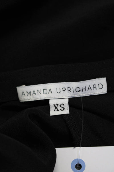 Amanda Uprichard Womens V Neck Sleeveless Open Back Top Blouse Black Size XS