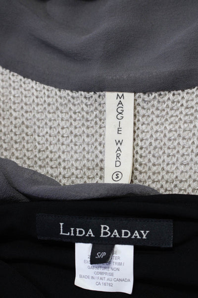 Lida Baday Maggie Ward Womens Knit Chiffon Cowl Neck Top Size Small Lot 2