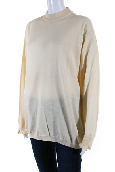 Bachrach Womens Oversized Merino Wool Mock Neck Sweatshirt White Size Large