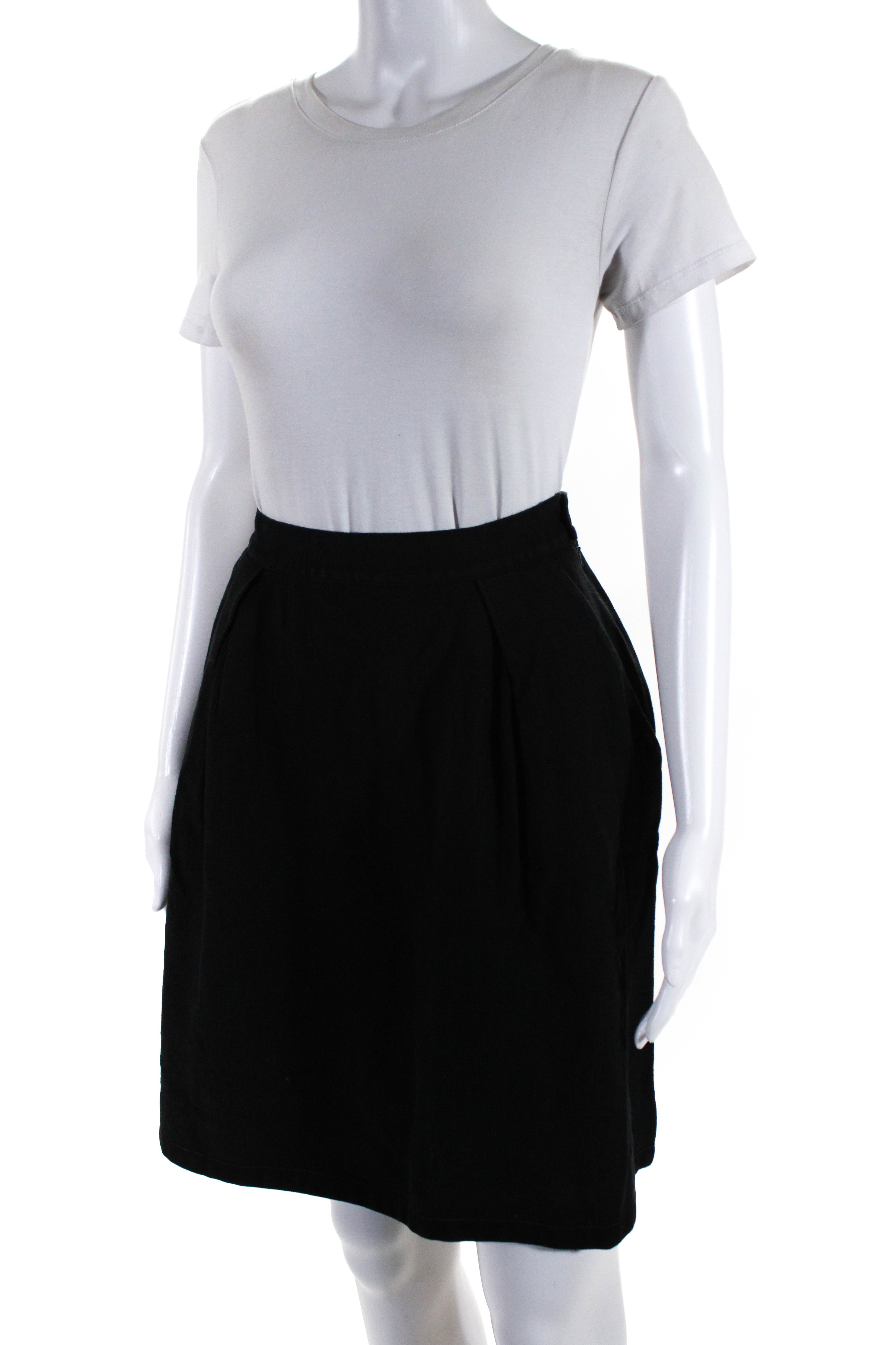 La Perla Womens Pleated Front Skirt Black Cotton Blend Size EUR 44