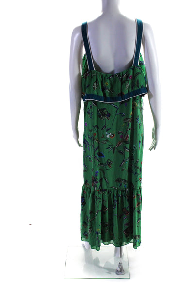 Derek Lam 10 Crosby Womens Green Printed Ruffle Cami Dress Size 14 12271088