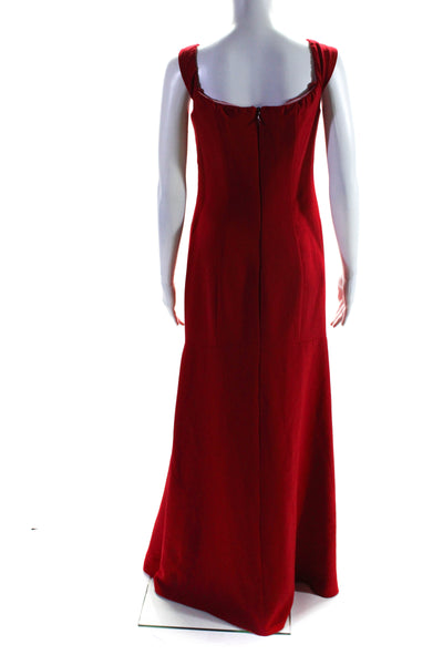 Nicole Miller Womens Red Crepe Off Shoulder Gown Size 8 12382644