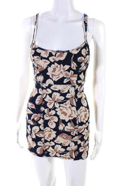 Intimately Free People Womens Floral Print Strappy Back Tank Top Blue Size XS