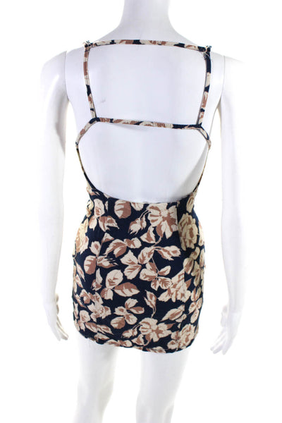 Intimately Free People Womens Floral Print Strappy Back Tank Top Blue Size XS