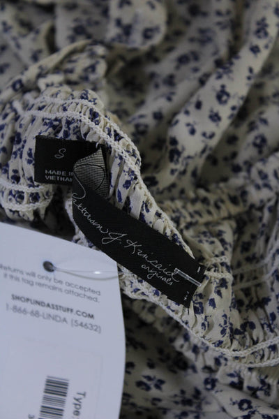 PJK Patterson J Kincaid Womens Silk Floral Print Camisole Top White Blue Size S