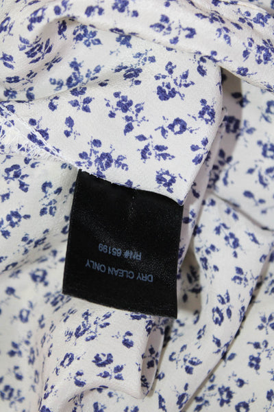 PJK Patterson J Kincaid Womens Silk Floral Print Camisole Top White Blue Size S