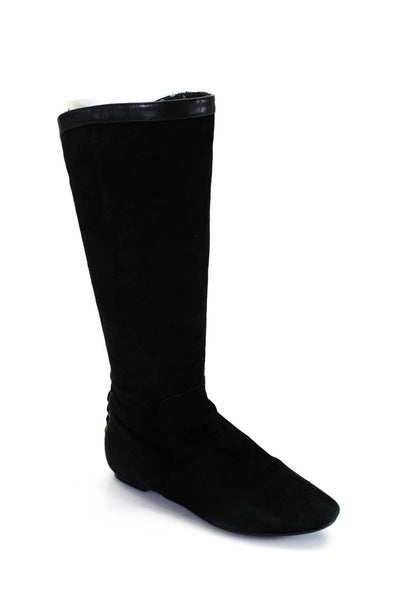 Designer Women's Suede Lace Up Mid- Calf Boots Black Size 6.5