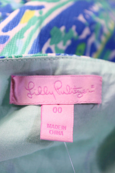Lilly Pulitzer Women's Zip Front Sleeveless Mini Dress Blue Green Size 00