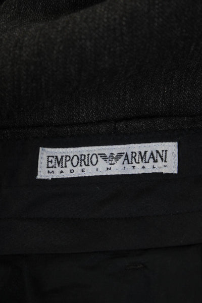 Emporio Armani Mens Zip Front Flat Front Solid Dress Pants Gray Size Large