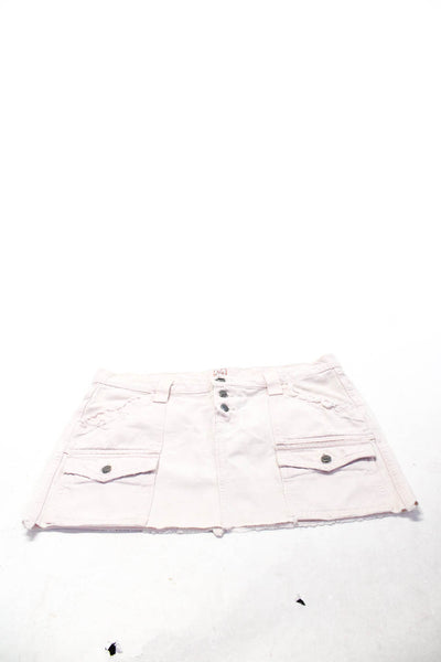 Joie Paige Womens Solid Cotton Mini Skirt Jeans Pink Blue Size M/27 Lot 2
