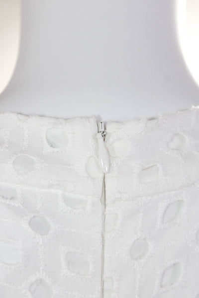 PatBO Womens Embroidered Beaded Floral Eyelet Sheath Dress White Size Medium