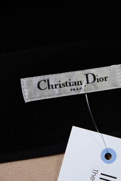 Christian Dior Womens High Slit Midi Crepe Pencil Skirt Black Wool Size 6