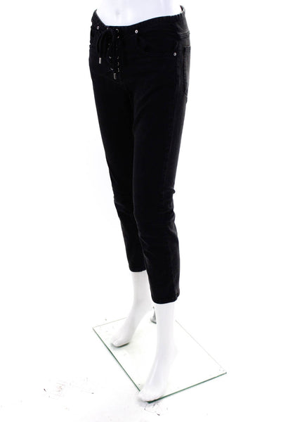 Isabel Marant Womens Cotton Lace-Up 5-Pocket Skinny Jeans Black Size EUR36