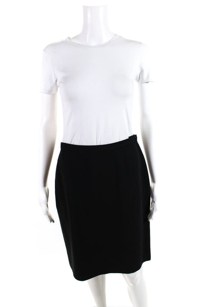 Giorgio Armani Womens Darted Buttoned A-Line Midi Skirt Black Size M