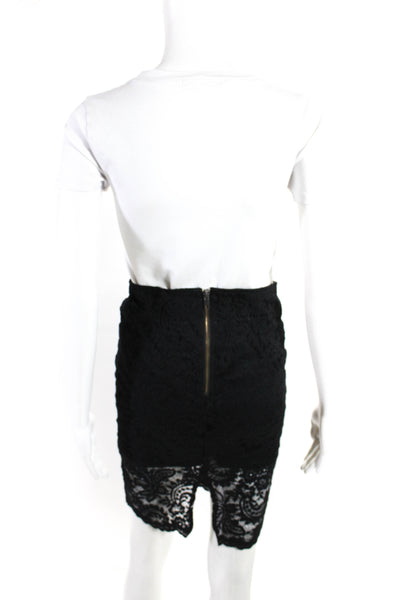 Michael Stars Women's Lace Slit Hem A-line Mini Skirt Black Size XS