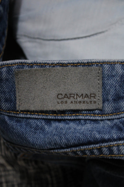 Carmar Women's Striped Detail Medium Wash Denim Mini Skirt Size 24