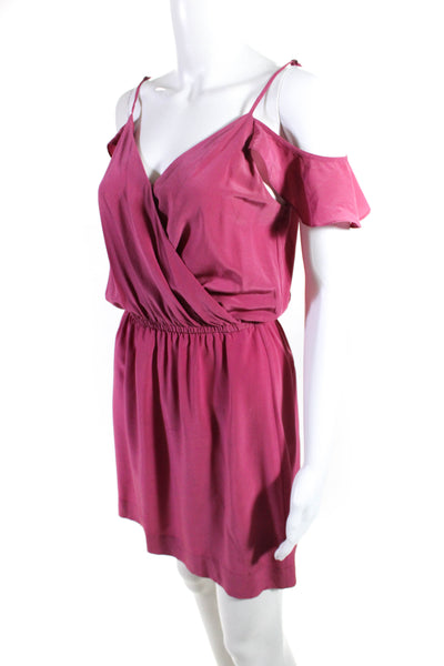 Joie Women's Spaghetti Strap Cold Shoulder Silk Mini Dress Pink Size XS