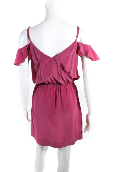 Joie Women's Spaghetti Strap Cold Shoulder Silk Mini Dress Pink Size XS