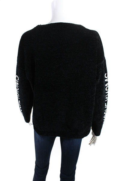 Carmar Women's Crew Neck Long Sleeves Hi-lo Sweater Black Size XS