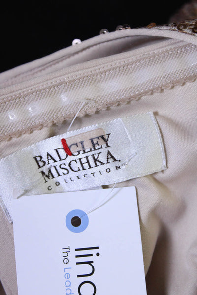 Badgley Mischka Womens Blush Sequin Blouson Gown Size 8 10927301