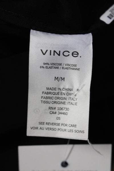 Vince Womens Back Zip Sleeveless Crew Neck Boxy Crepe Top Black Size Medium