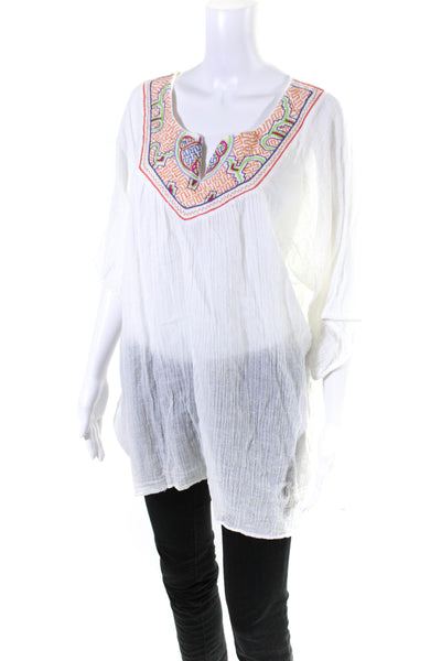 Calypso Saint Barth Womens Cotton Gauze Embroidered Tunic Top White Size 0
