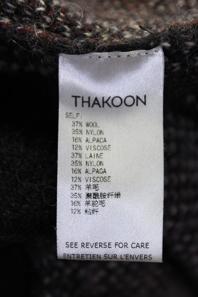 Thakoon Womens Wool Abstract Printed Open Front Cardigan Sweater Navy Size XS